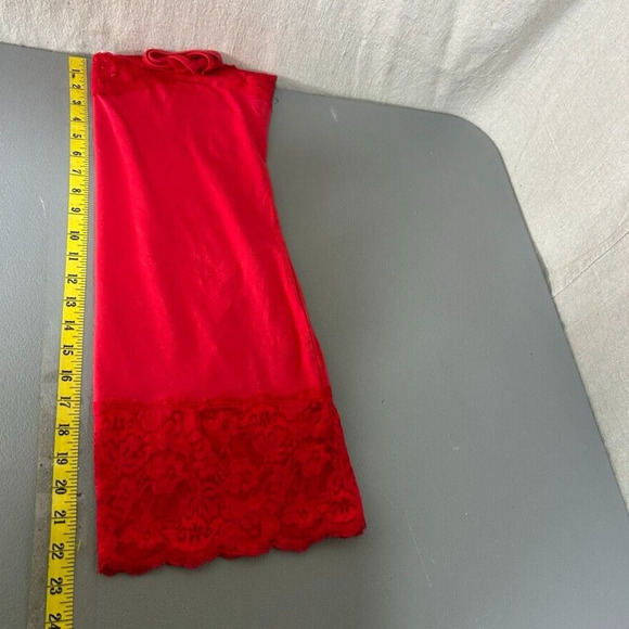 Modbe Womens Y2K Lace Trim Cami Size M Stretch Cherry Red Romantic Vampy Long - Picture 7 of 8